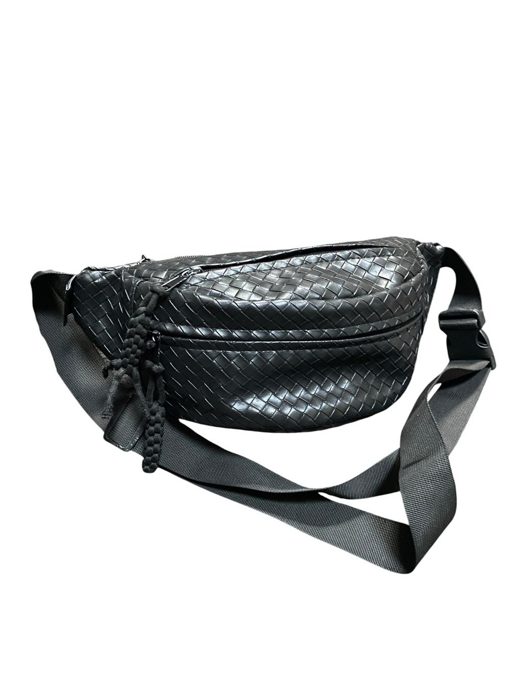 Quilted Black Crossbody Belt Bag - - Picture 2 of 5
